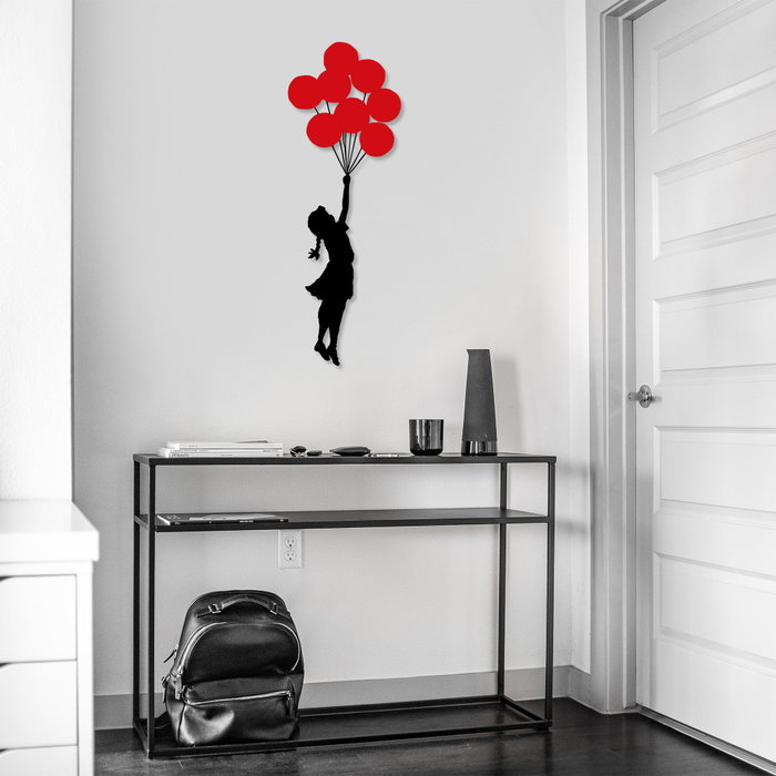 Wallity Banksy - 11 Escultura de pared en Negro y Rojo